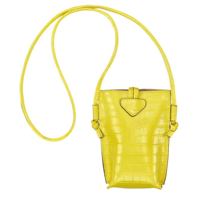 Women's Longchamp Roseau Croco Phone Cases Yellow | 27WNPQBKZ