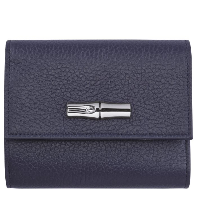 Women\'s Longchamp Roseau Essential Wallets Navy | 18FOZGKEI