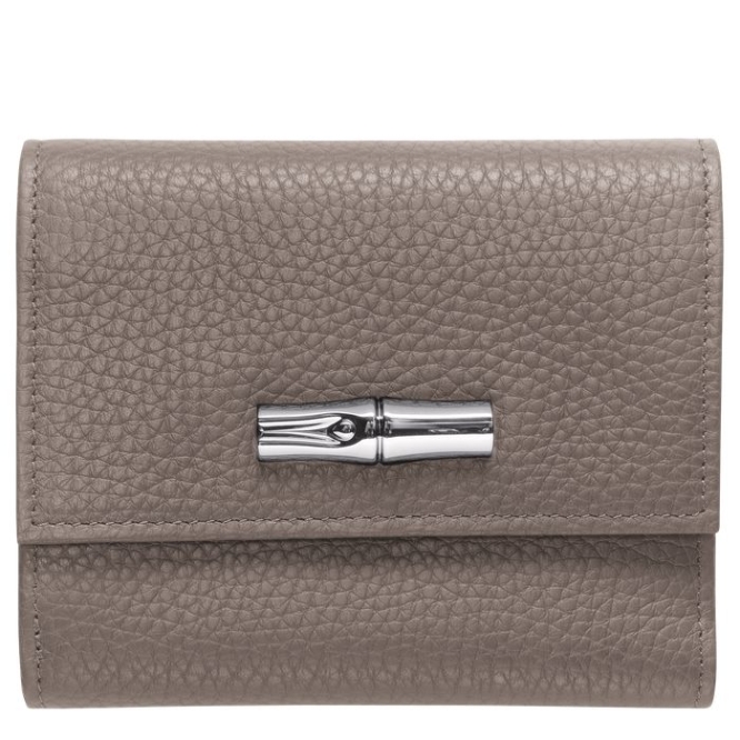 Women\'s Longchamp Roseau Essential Wallets Grey | 80RHKMTVD