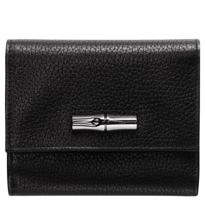 Women\'s Longchamp Roseau Essential Wallets Black | 93PEIDXGO