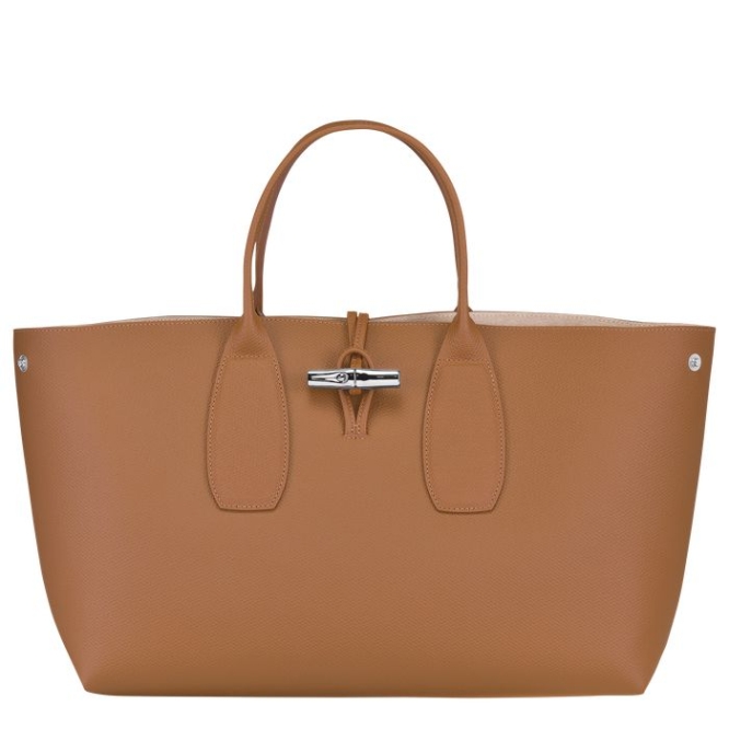 Women's Longchamp Roseau L Top-handle Bags Beige | 14LUEQKRF