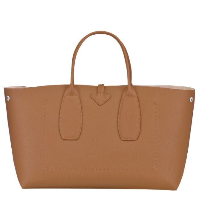 Women's Longchamp Roseau L Top-handle Bags Beige | 14LUEQKRF