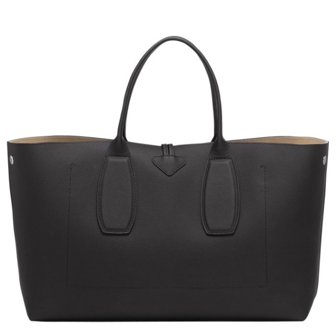 Women's Longchamp Roseau L Top-handle Bags Black | 64ZVXLFMC