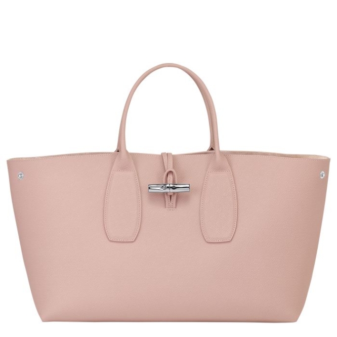 Women's Longchamp Roseau L Top-handle Bags Light Pink | 69PMBJOYR