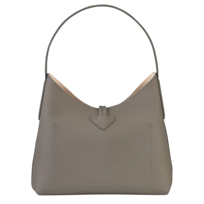 Women's Longchamp Roseau M Shoulder Bags Grey | 51UTBQISW