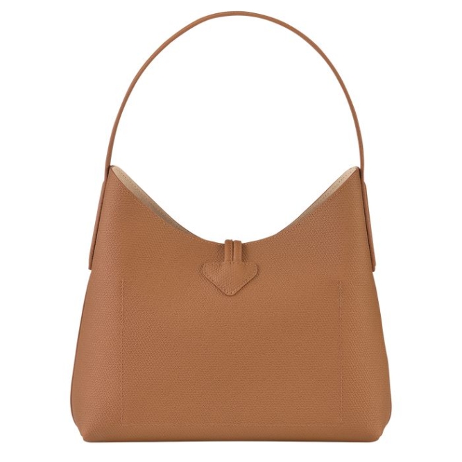 Women's Longchamp Roseau M Shoulder Bags Beige | 87WTGVQPX