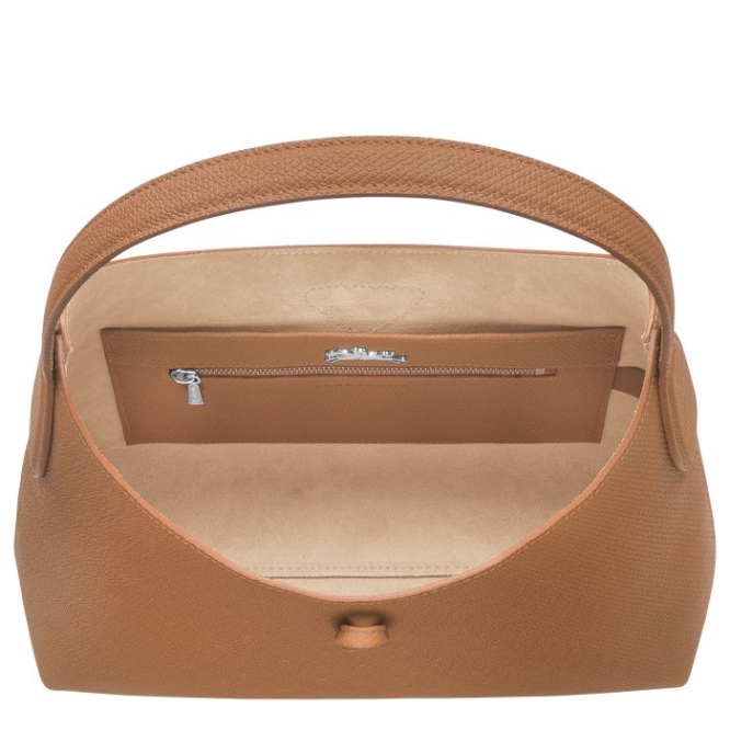 Women's Longchamp Roseau M Shoulder Bags Beige | 87WTGVQPX