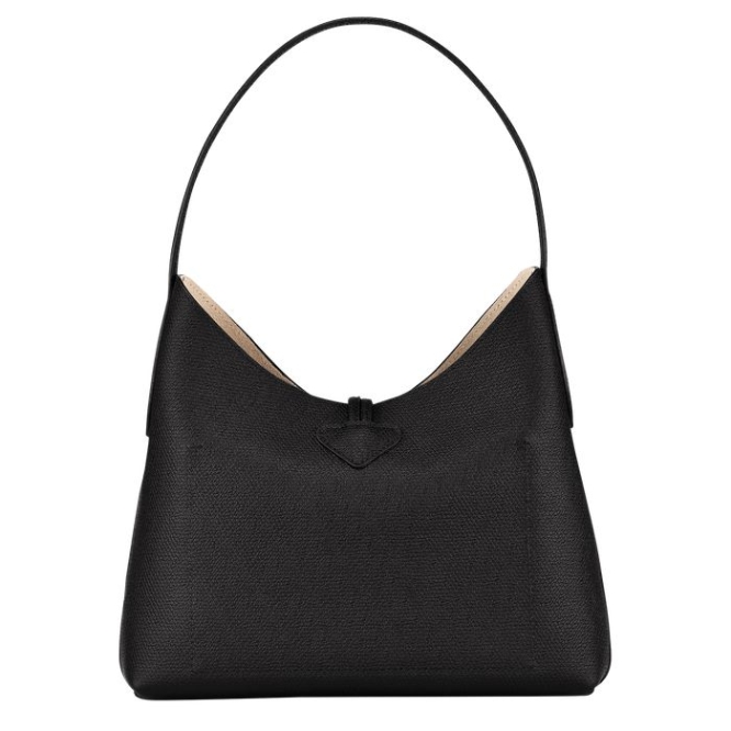 Women's Longchamp Roseau M Shoulder Bags Black | 94UMQFSRZ