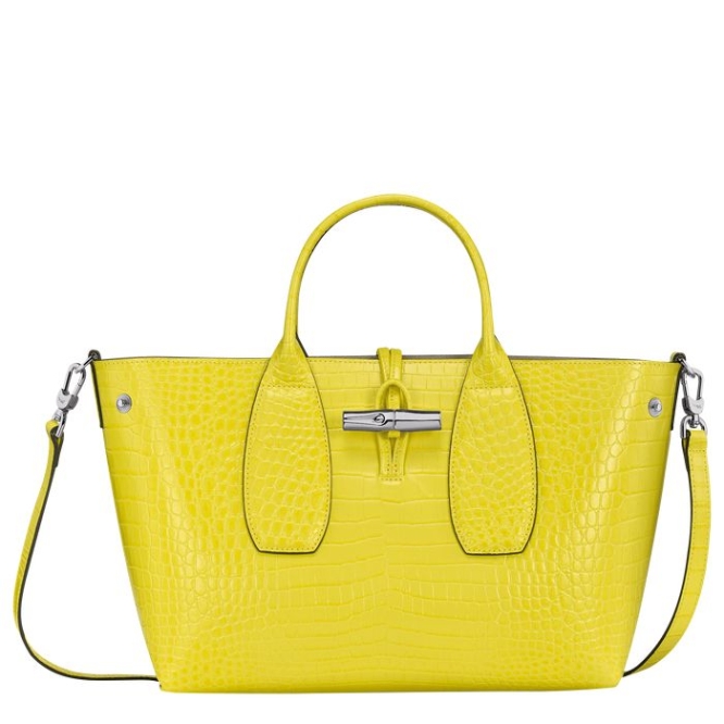 Women's Longchamp Roseau M Top-handle Bags Yellow | 06UXDVCBI