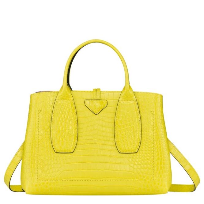 Women's Longchamp Roseau M Top-handle Bags Yellow | 06UXDVCBI