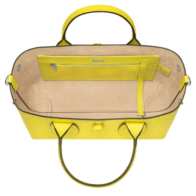 Women's Longchamp Roseau M Top-handle Bags Yellow | 06UXDVCBI