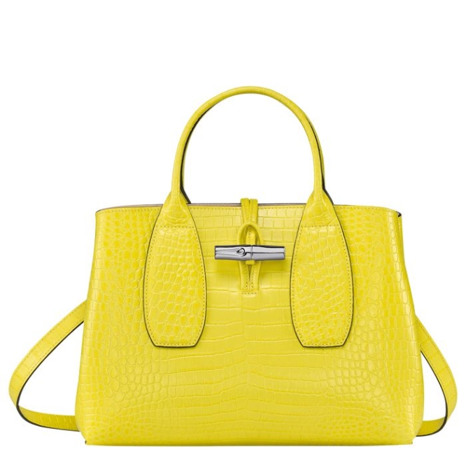 Women\'s Longchamp Roseau M Top-handle Bags Yellow | 06UXDVCBI