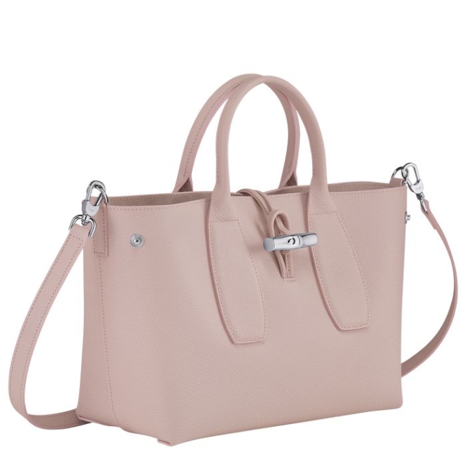 Women's Longchamp Roseau M Top-handle Bags Light Pink | 20DBRTNXP