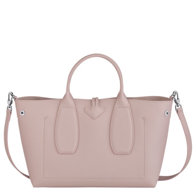 Women's Longchamp Roseau M Top-handle Bags Light Pink | 20DBRTNXP