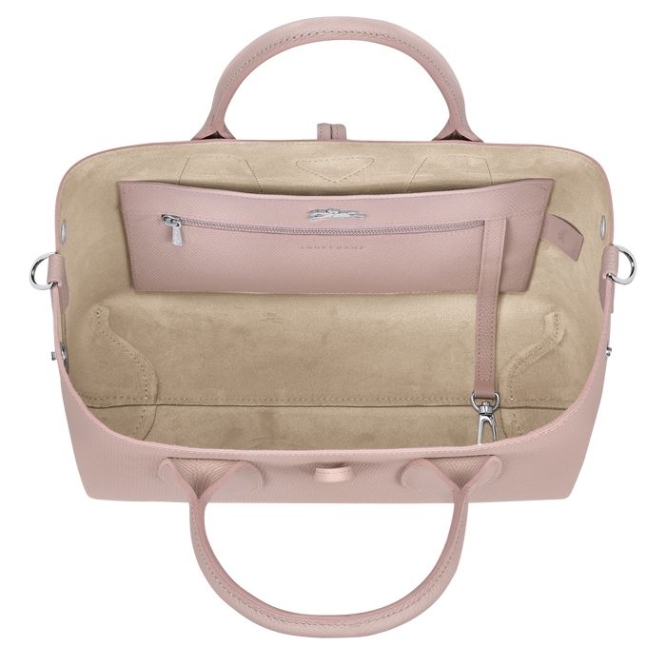 Women's Longchamp Roseau M Top-handle Bags Light Pink | 20DBRTNXP