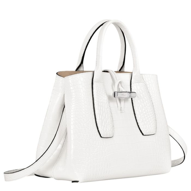 Women's Longchamp Roseau M Top-handle Bags White | 34IVLRYOX