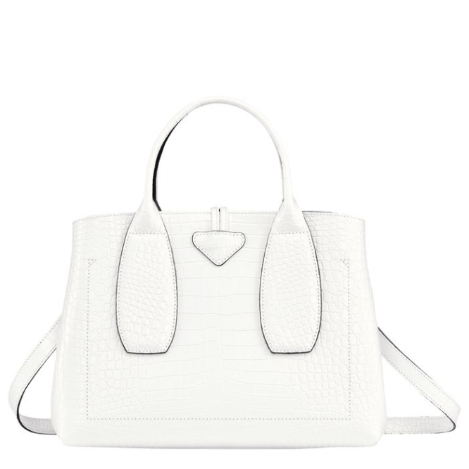 Women's Longchamp Roseau M Top-handle Bags White | 34IVLRYOX