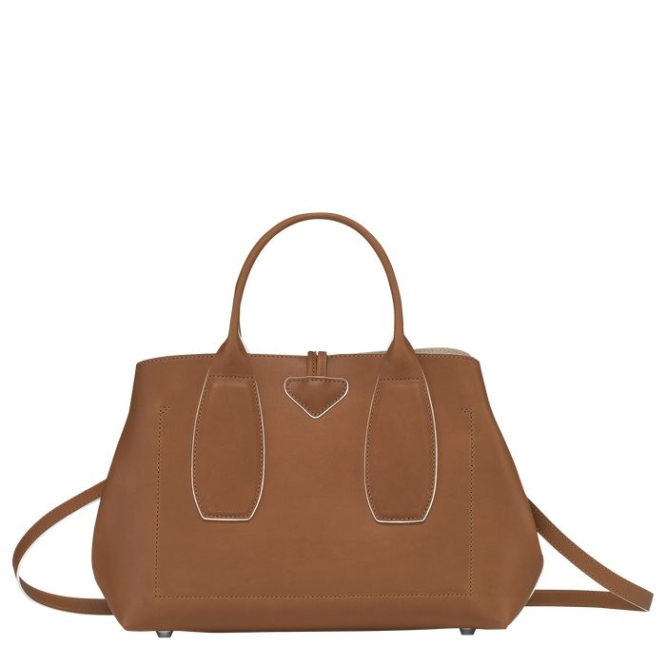 Women's Longchamp Roseau M Top-handle Bags Brown | 40NDPLFQR