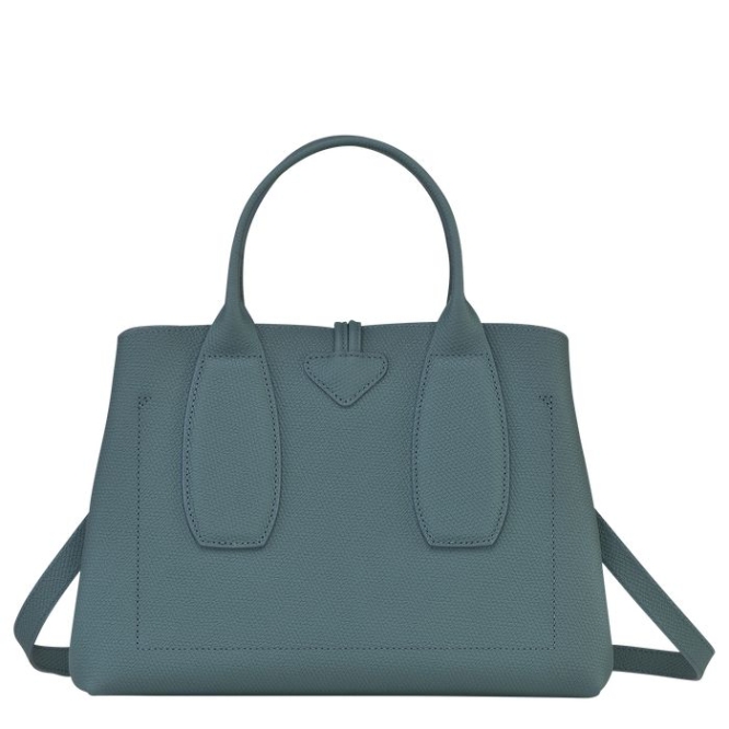 Women's Longchamp Roseau M Top-handle Bags Blue | 48LHKYZIA