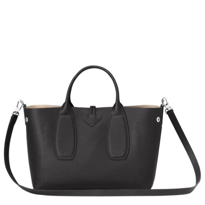 Women's Longchamp Roseau M Top-handle Bags Black | 51UFKYCOJ