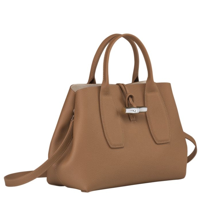 Women's Longchamp Roseau M Top-handle Bags Beige | 54SICFJHB