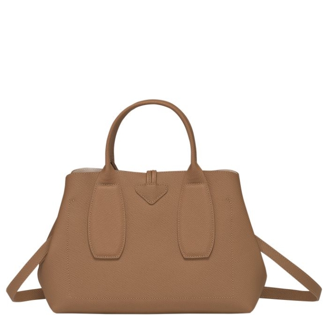 Women's Longchamp Roseau M Top-handle Bags Beige | 54SICFJHB