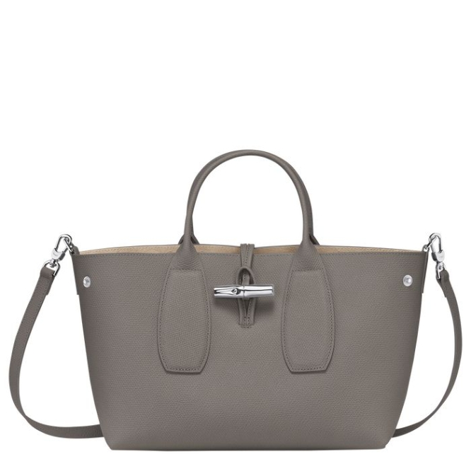 Women's Longchamp Roseau M Top-handle Bags Grey | 97BUHTGAI