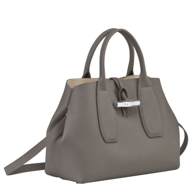 Women's Longchamp Roseau M Top-handle Bags Grey | 97BUHTGAI