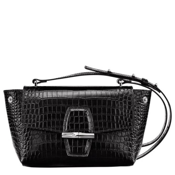 Women's Longchamp Roseau S Crossbody Bags Black | 03CLBIVSY