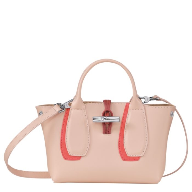 Women's Longchamp Roseau Shadow S Top-handle Bags Light Pink | 47UCEGTMH