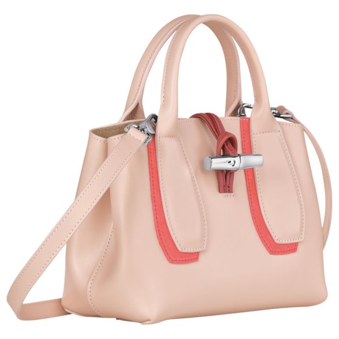 Women's Longchamp Roseau Shadow S Top-handle Bags Light Pink | 47UCEGTMH