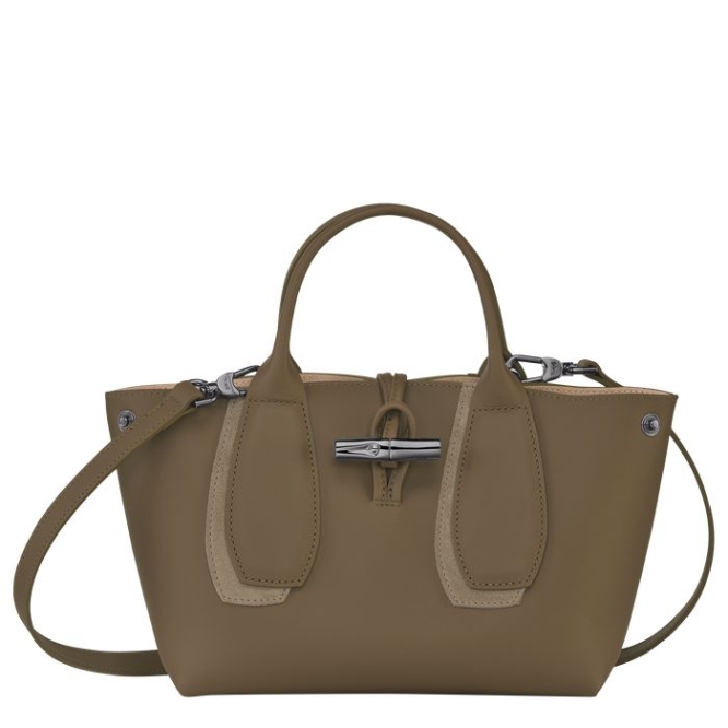 Women's Longchamp Roseau Shadow S Top-handle Bags Brown | 68PYHUZFE