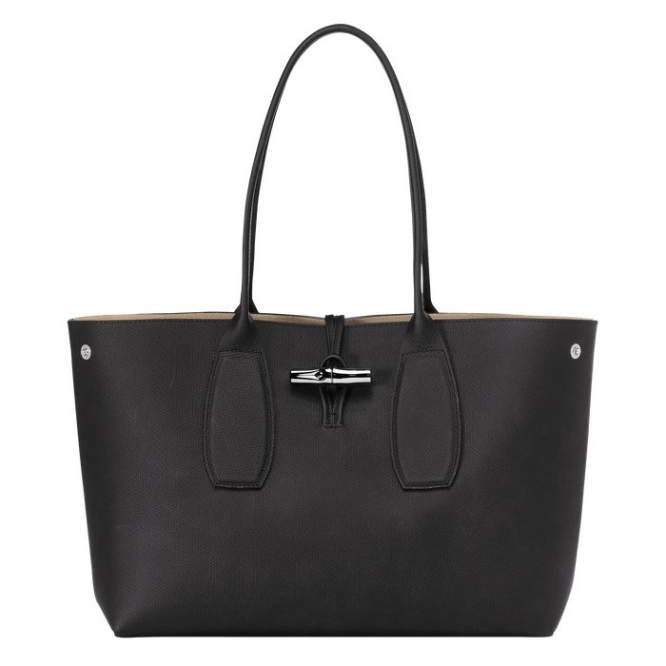 Women's Longchamp Roseau Shoulder Bags Black | 21CRLKGXO