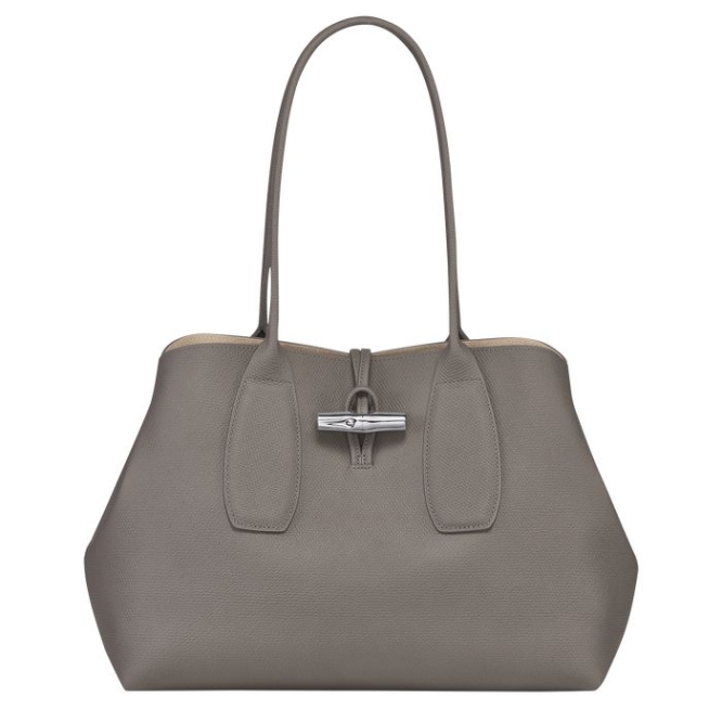 Women\'s Longchamp Roseau Shoulder Bags Grey | 54SCJEKVZ