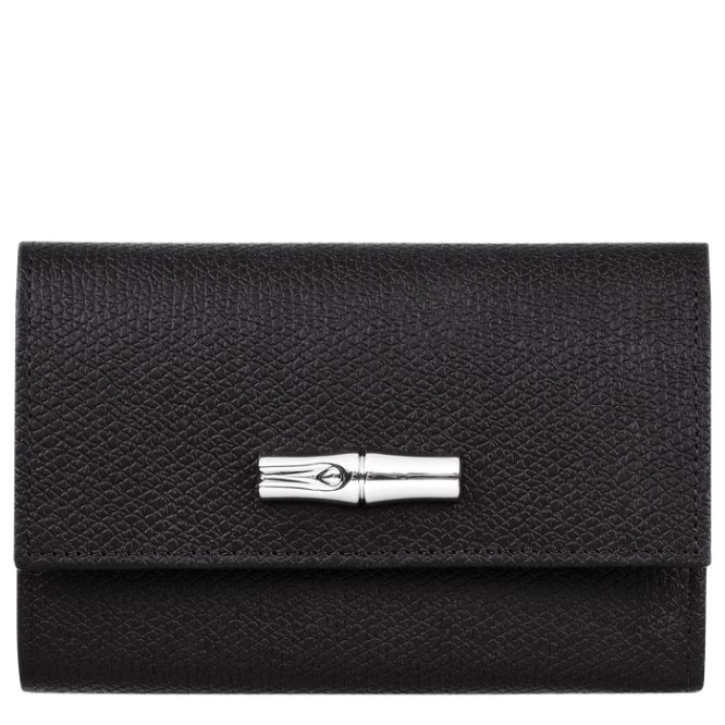 Women\'s Longchamp Roseau Wallets Black | 08TCIAVRF