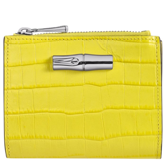 Women\'s Longchamp Roseau Wallets Yellow | 84SBNPQMO