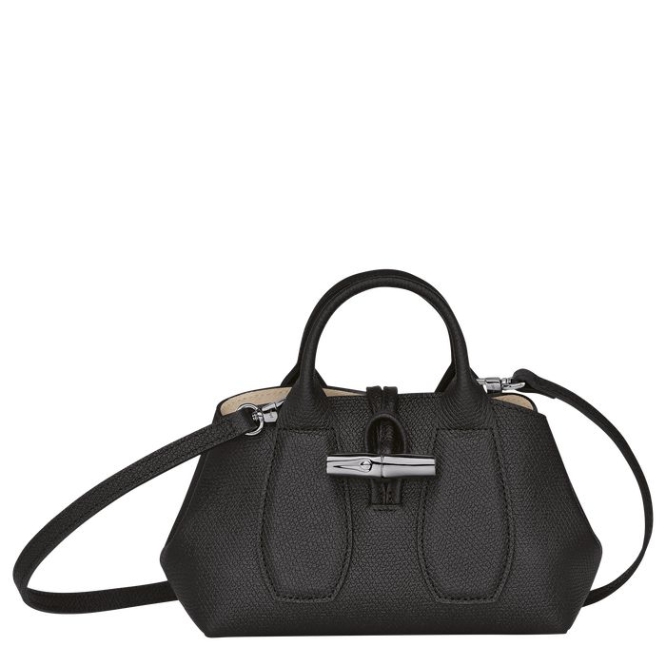 Women\'s Longchamp Roseau XS Top-handle Bags Black | 49HQTYODS