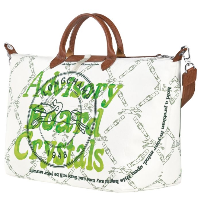 Women's Longchamp X Abc Highart For Hs Travel Bags White Green | 83IVWPSBD