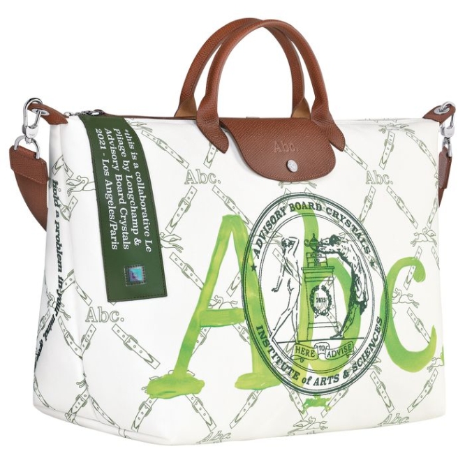 Women's Longchamp X Abc Highart For Hs Travel Bags White Green | 83IVWPSBD