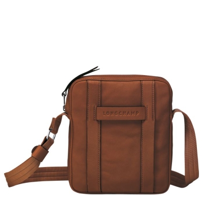 Men's Longchamp 3D S Crossbody Bags Brown | 74QMVYFWP