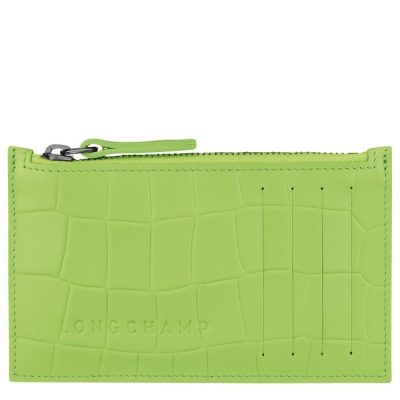 Men's Longchamp Croco Block Cardholders & Coin Purses Green | 72XAGORKS