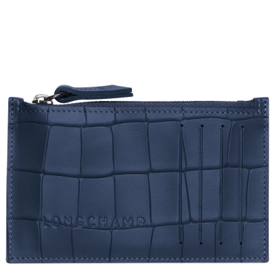 Men's Longchamp Croco Block Cardholders & Coin Purses Navy | 83XKYNWVP