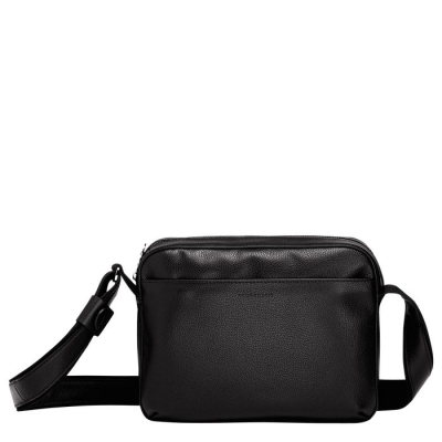 Men's Longchamp Le Foulonné Crossbody Bags Black | 49DMGAWFQ