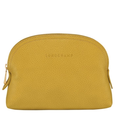 Men's Longchamp Le Foulonné Pouches & Cases Yellow | 69WGOBJAV