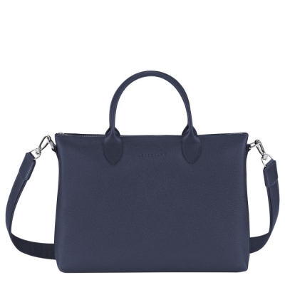 Men's Longchamp Le Foulonné S Document Holders Navy | 37OYTHBLS