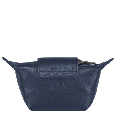 Men's Longchamp Le Pliage Cuir Cardholders & Coin Purses Navy | 19PNYSKCE