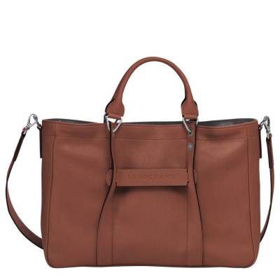 Women's Longchamp 3D M Top-handle Bags Brown | 59EWQLVNR