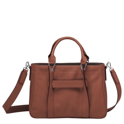 Women's Longchamp 3D S Top-handle Bags Brown | 68ZRPLMGK