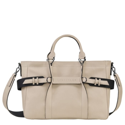 Women's Longchamp 3D Sangle M Top-handle Bags Beige | 54YDZPCQV