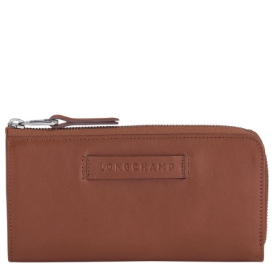 Women's Longchamp 3D Wallets Brown | 12ODGKYNQ